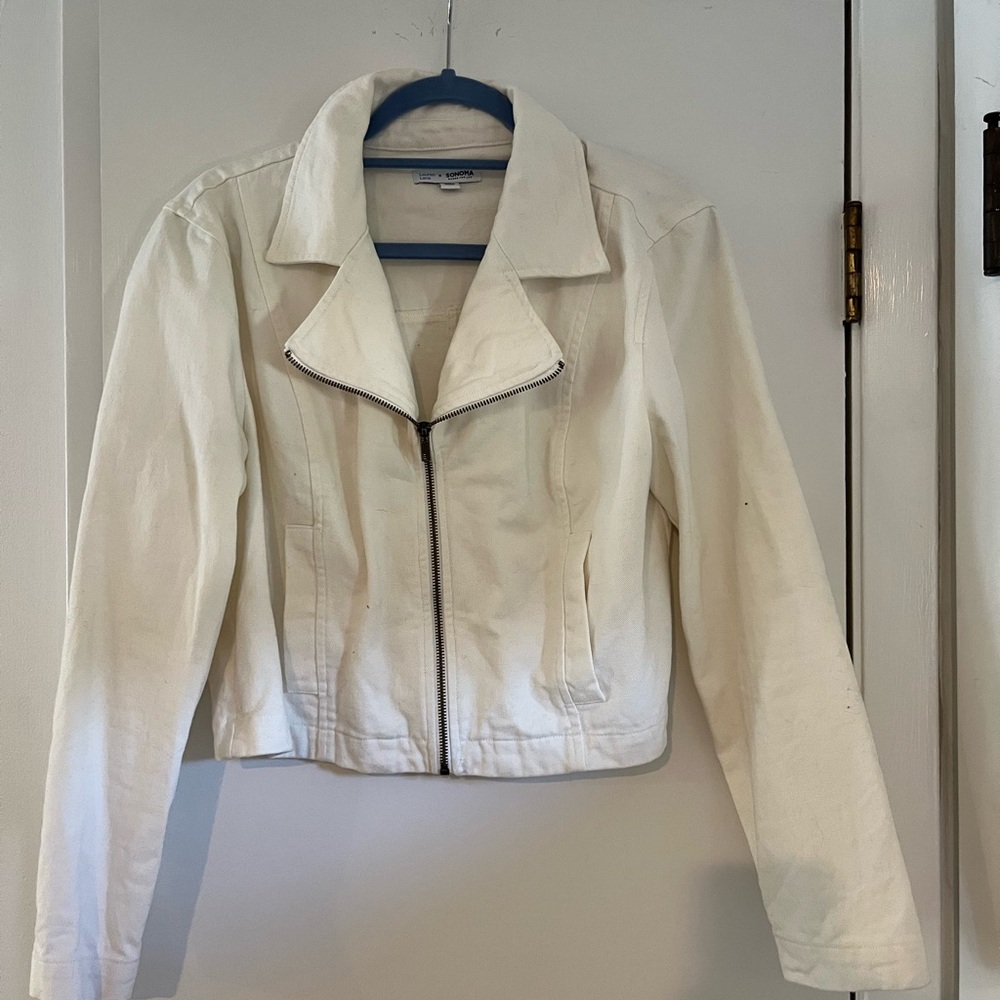 Sonoma Cream Zip-Front Jean Jacket